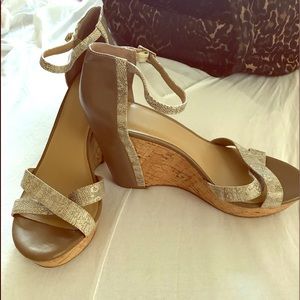 Ann Taylor Taupe and Snake Skin Wedge Heel
